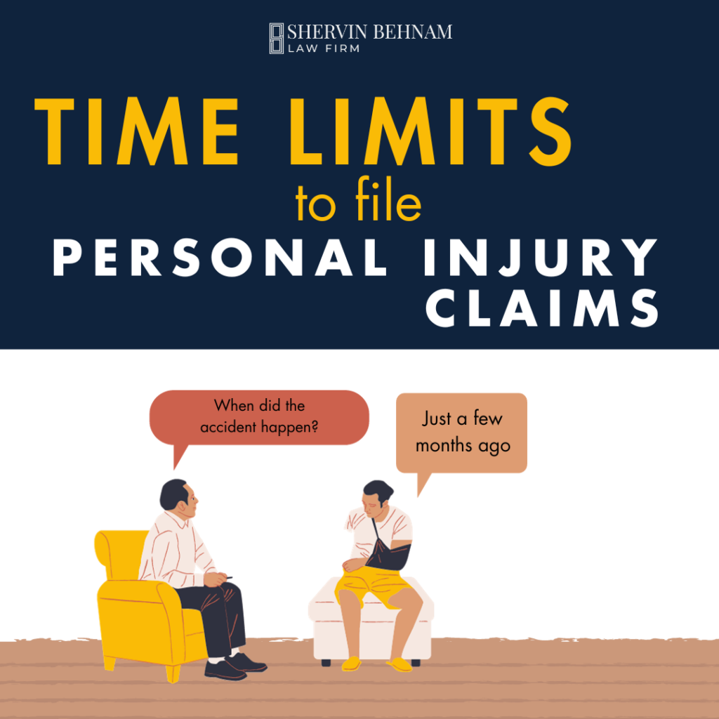 time limits to file a personal injury car accident claim in Los Angeles, California